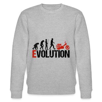 Mofa Fahrzeug Evolution Lustig für Mofafahrer - Stanley/Stella Unisex Bio-Sweatshirt CHANGER  - Grau meliert - Vorne - Nik (191cm) & Marisol (170cm)