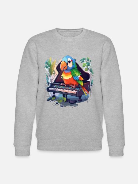 Parrot Pianist - Stanley/Stella CHANGER Unisex Organic Sweatshirt - heather grey