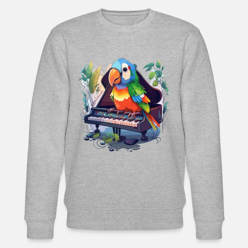 Perroquet Pianiste - Sweat bio CHANGER Stanley/Stella Unisexe - gris chiné