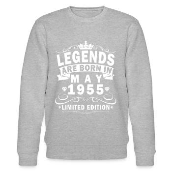 Oldtimer Mai 1955 - Geburtstag - Geschenk - Stanley/Stella Unisex Bio-Sweatshirt CHANGER  - Grau meliert - Vorne - Nik (191cm) & Marisol (170cm)