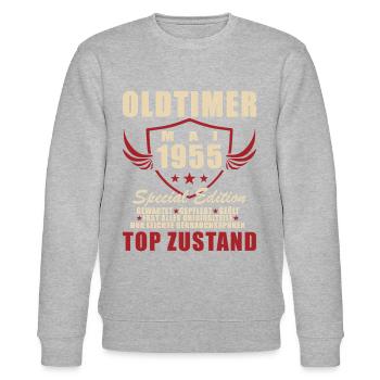 70. Geburtstag Oldtimer Mai Jahrgang 1955 - Stanley/Stella Unisex Bio-Sweatshirt CHANGER  - Grau meliert - Vorne - Nik (191cm) & Marisol (170cm)