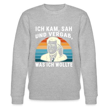 Ich kam, sah und vergaß was ich wollte - Stanley/Stella Unisex Bio-Sweatshirt CHANGER  - Grau meliert - Vorne - Nik (191cm) & Marisol (170cm)