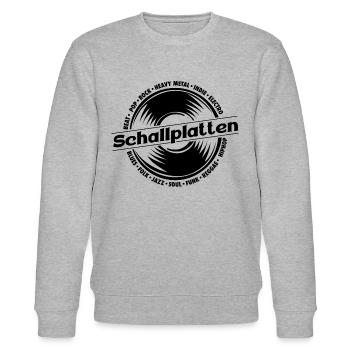 Schallplatten Retro Style Grafik - Stanley/Stella Unisex Bio-Sweatshirt CHANGER  - Grau meliert - Vorne - Nik (191cm) & Marisol (170cm)