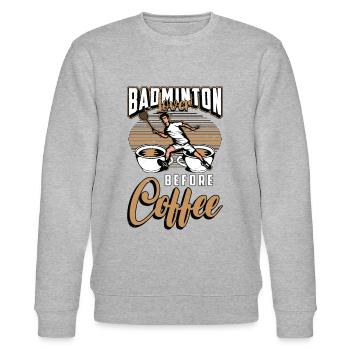 Amateur de badminton avant l’amateur de café volant - Sweat bio CHANGER Stanley/Stella Unisexe - gris chiné - Devant - Nik (191cm) & Marisol (170cm)