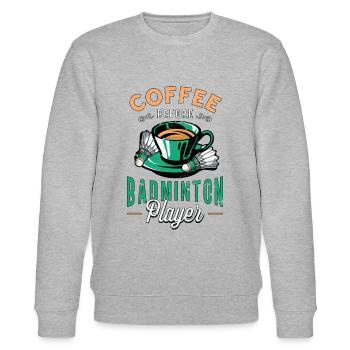 Badminton Player Coffee Racquets Coffee Lover - Stanley/Stella CHANGER Unisex Organic Sweatshirt - heather grey - Front - Nik (191cm) & Marisol (170cm)