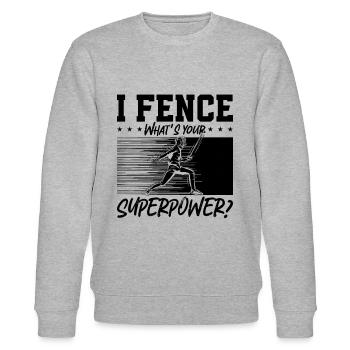 I Fence What's Your Fencing Longsword Epee Fencer - Stanley/Stella Unisex Bio-Sweatshirt CHANGER  - Grau meliert - Vorne - Nik (191cm) & Marisol (170cm)