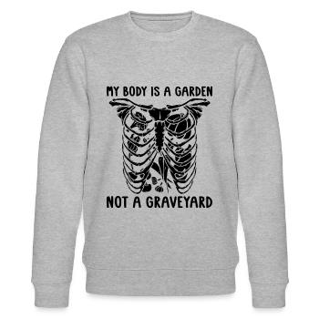 My Body Is A Plant Based Meatless Vegan Diet Lover - Stanley/Stella CHANGER Unisex Organic Sweatshirt - heather grey - Front - Nik (191cm) & Marisol (170cm)