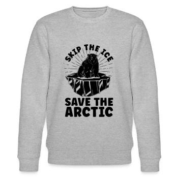 Skip The Ice Environmental Global Warming Advocate - Stanley/Stella Unisex Bio-Sweatshirt CHANGER  - Grau meliert - Vorne - Nik (191cm) & Marisol (170cm)