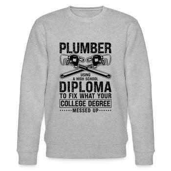 Using A High Tool Plumber Plumbing Pipe Plumbers - Stanley/Stella CHANGER Unisex Organic Sweatshirt - heather grey - Front - Nik (191cm) & Marisol (170cm)