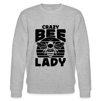 Crazy Bee Lady Beekeeping Rétro Apiariste Apiculteur - Sweat bio CHANGER Stanley/Stella Unisexe - gris chiné - Devant - Nik (191cm) & Marisol (170cm)