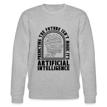 Predicting The Future Robots Data Science Robotics - Stanley/Stella Unisex Bio-Sweatshirt CHANGER  - Grau meliert - Vorne - Nik (191cm) & Marisol (170cm)