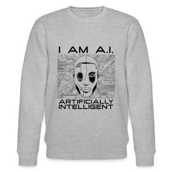 I Am A.I Artificial Technology Programmer Robotics - Stanley/Stella Unisex Bio-Sweatshirt CHANGER  - Grau meliert - Vorne - Nik (191cm) & Marisol (170cm)