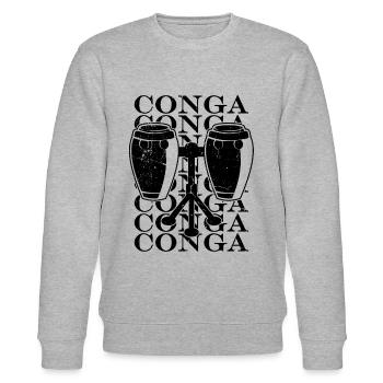 Conga Percussion Instrument Drummer Conga Player - Stanley/Stella CHANGER Unisex Organic Sweatshirt - heather grey - Front - Nik (191cm) & Marisol (170cm)