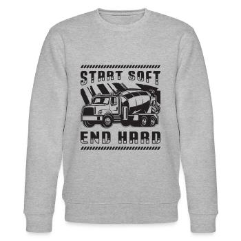 Start Soft End Finisseurs de béton de maçonnerie dure - Sweat bio CHANGER Stanley/Stella Unisexe - gris chiné - Devant - Nik (191cm) & Marisol (170cm)