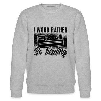 I Wood Rather Be Turning Carpentry Woodturner - Stanley/Stella Unisex Bio-Sweatshirt CHANGER  - Grau meliert - Vorne - Nik (191cm) & Marisol (170cm)