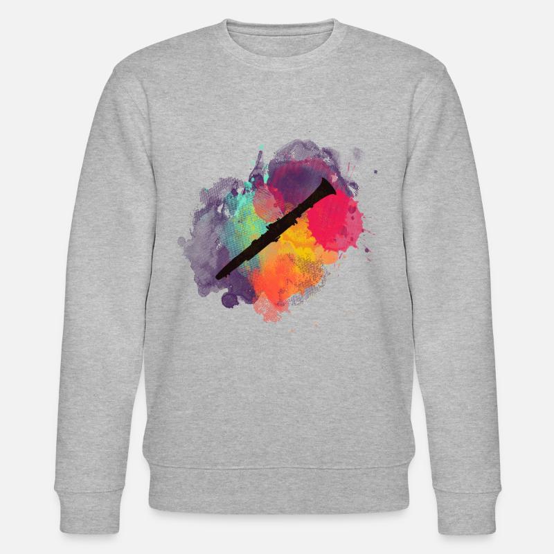Klarinette auf buntem Hintergrund - Stanley/Stella Unisex Bio-Sweatshirt CHANGER  - Grau meliert