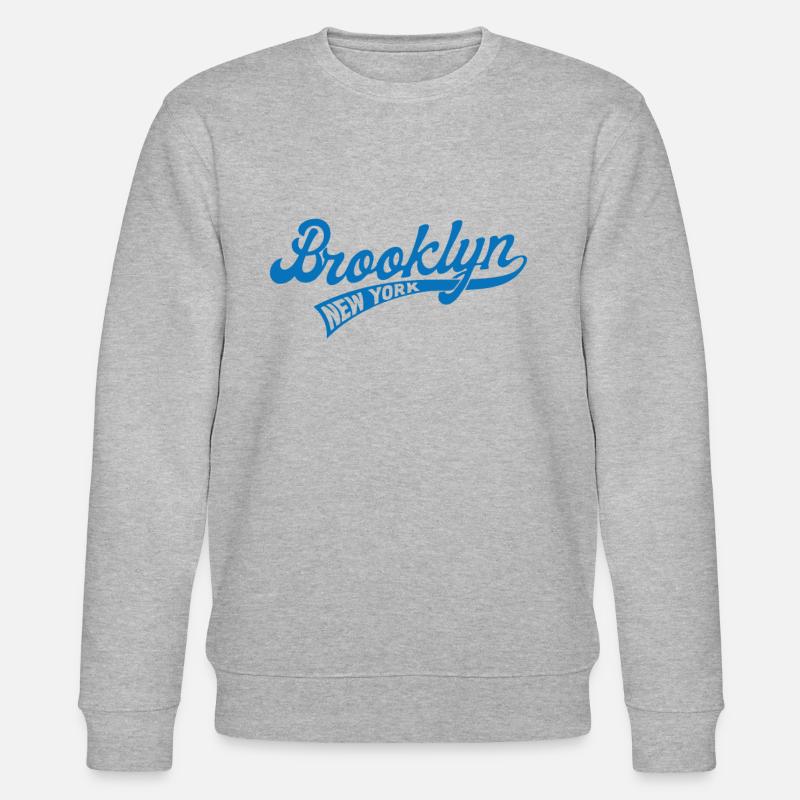 Hometown Brooklyn, Baseball Script - Stanley/Stella CHANGER Unisex Organic Sweatshirt - heather grey