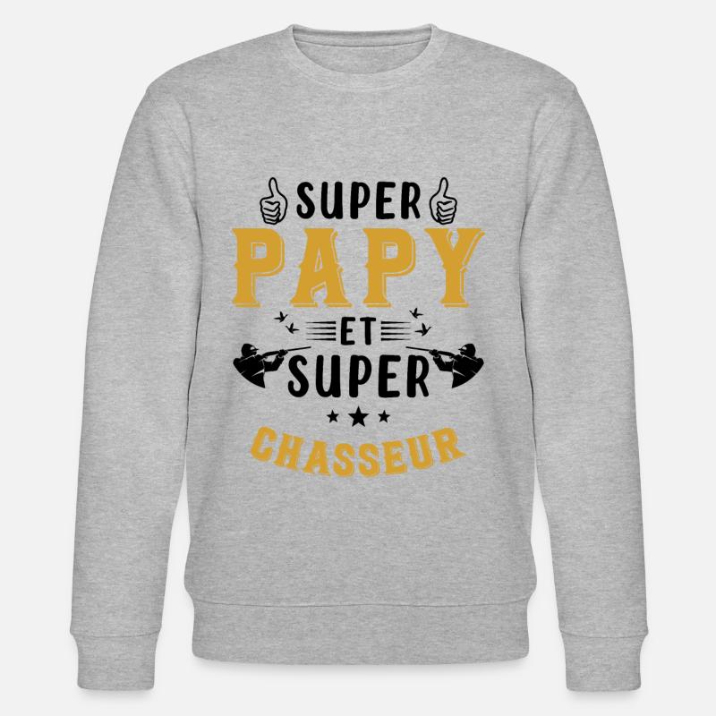 Super papy et Super Chasseur - Sweat bio CHANGER Stanley/Stella Unisexe - gris chiné