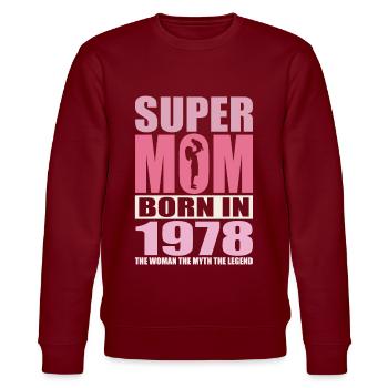 Anniversaire de maman 1978 | Super Maman - Sweat bio CHANGER Stanley/Stella Unisexe - bordeaux - Devant - Nik (191cm) & Marisol (170cm)