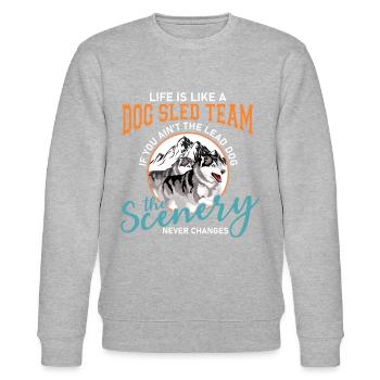 Sled Dogs and Sledding Team - Stanley/Stella CHANGER Unisex Organic Sweatshirt - heather grey - Front - Nik (191cm) & Marisol (170cm)