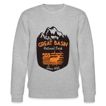 Great Basin National Park US Flag Elk Mountains - Stanley/Stella CHANGER Unisex Organic Sweatshirt - heather grey - Front - Nik (191cm) & Marisol (170cm)