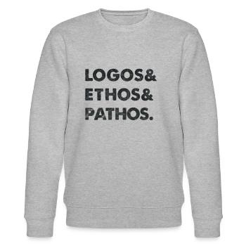 Philosophie Vintage Logos Ethos Pathos Nietzsche - Sweat bio CHANGER Stanley/Stella Unisexe - gris chiné - Devant - Nik (191cm) & Marisol (170cm)