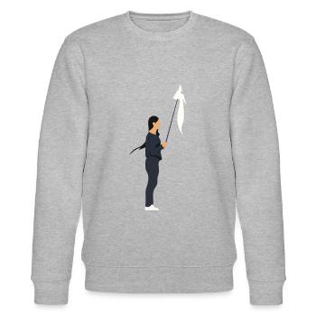 Freedom for women in Iran - Stanley/Stella CHANGER Unisex Organic Sweatshirt - heather grey - Front - Nik (191cm) & Marisol (170cm)