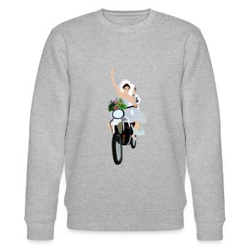 À vélo dans une vie heureuse à deux - Sweat bio CHANGER Stanley/Stella Unisexe - gris chiné - Devant - Nik (191cm) & Marisol (170cm)