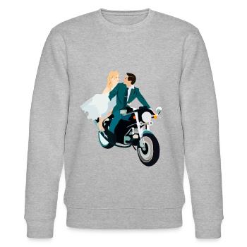 Marier à la moto - Sweat bio CHANGER Stanley/Stella Unisexe - gris chiné - Devant - Nik (191cm) & Marisol (170cm)