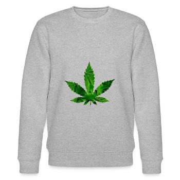 Feuille de cannabis - Sweat bio CHANGER Stanley/Stella Unisexe - gris chiné - Devant - Nik (191cm) & Marisol (170cm)