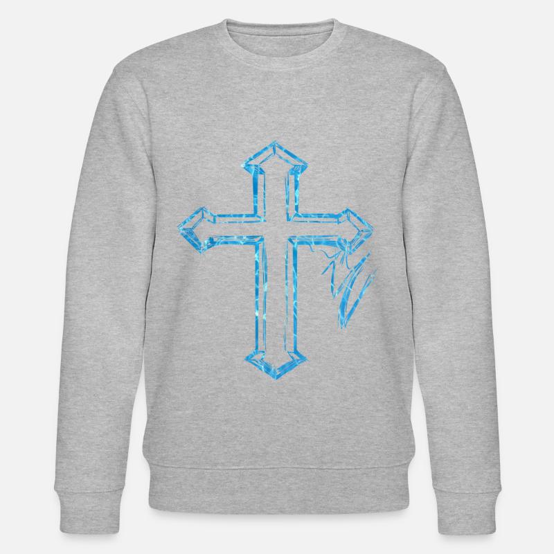 Croix - Eau - Croix chrétienne - Chrétien - Sweat bio CHANGER Stanley/Stella Unisexe - gris chiné