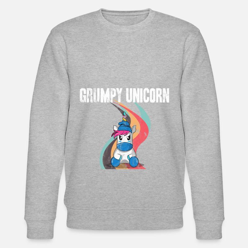 Böse Einhorn Bestseller | Grumpy Unicorn - Stanley/Stella Unisex Bio-Sweatshirt CHANGER  - Grau meliert