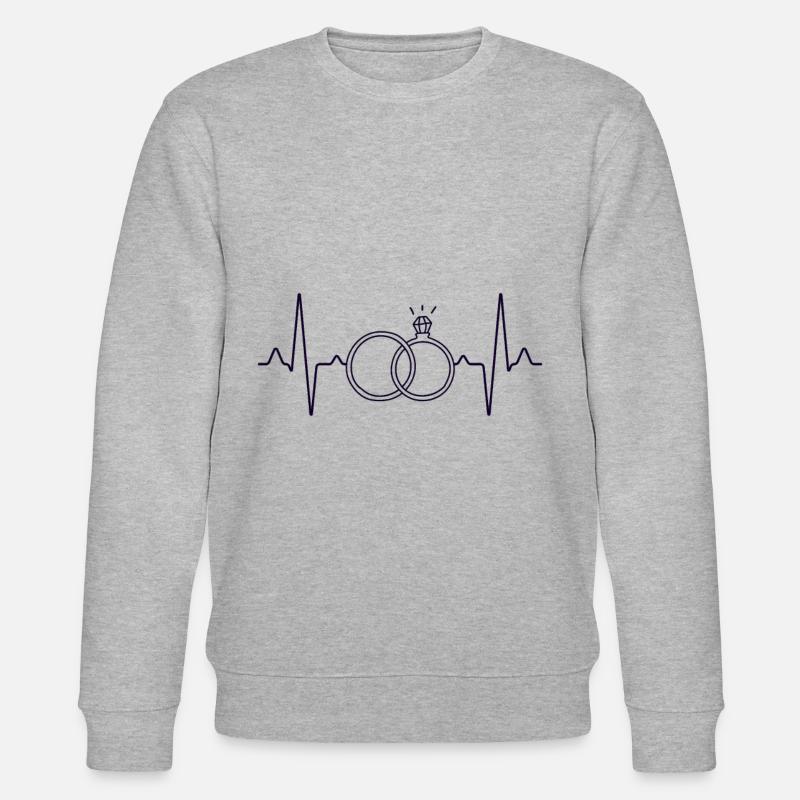 Hochzeit Eheringe Herzschlag - Stanley/Stella Unisex Bio-Sweatshirt CHANGER  - Grau meliert