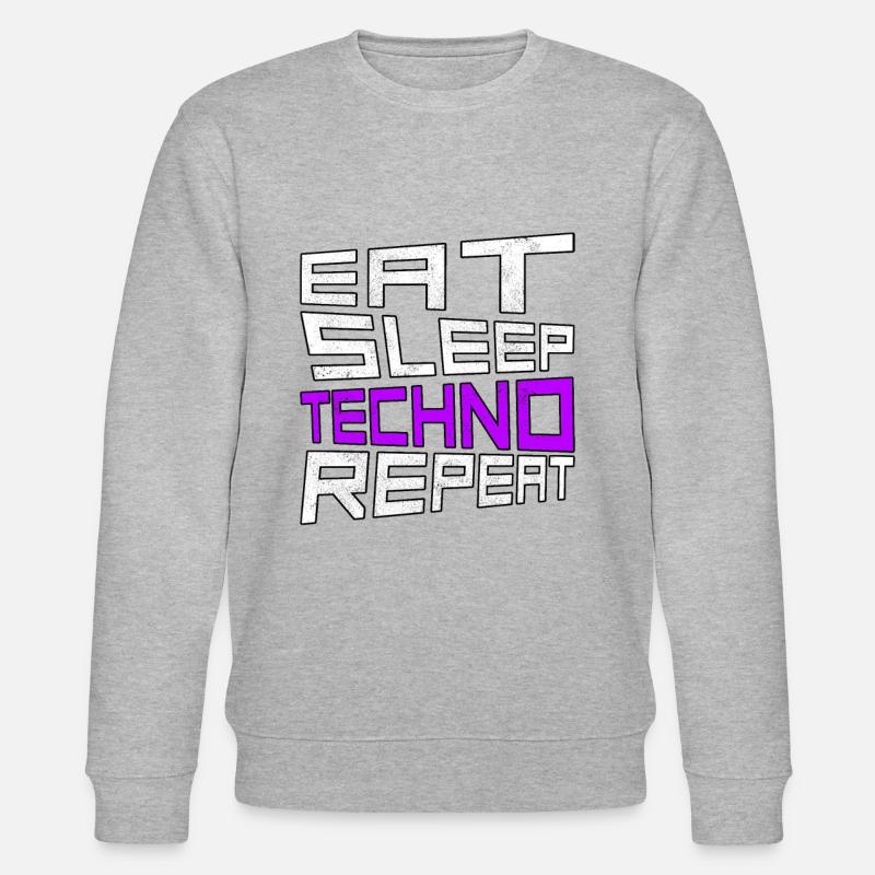 eat sleep techno repeat - Stanley/Stella Unisex Bio-Sweatshirt CHANGER - Grau meliert