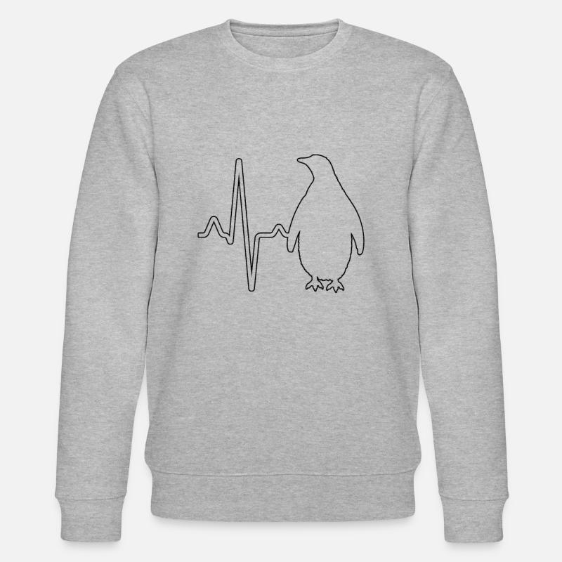 Penguin heartbeat - Stanley/Stella CHANGER Unisex Organic Sweatshirt - heather grey
