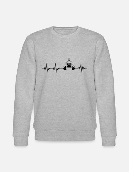 powerlifting heartbeat - Stanley/Stella CHANGER Unisex Organic Sweatshirt - heather grey