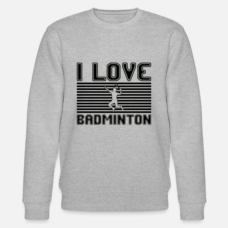 I love badminton - Stanley/Stella Unisex Bio-Sweatshirt CHANGER  - Grau meliert