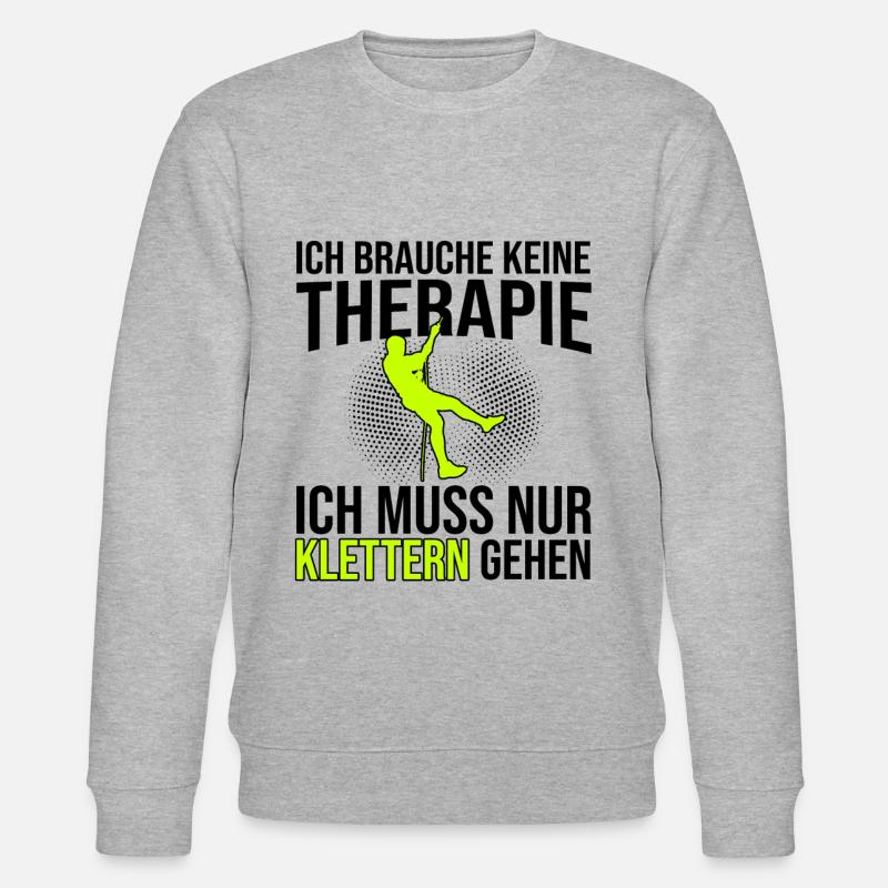 Klettern Therapie Spruch - Stanley/Stella Unisex Bio-Sweatshirt CHANGER  - Grau meliert