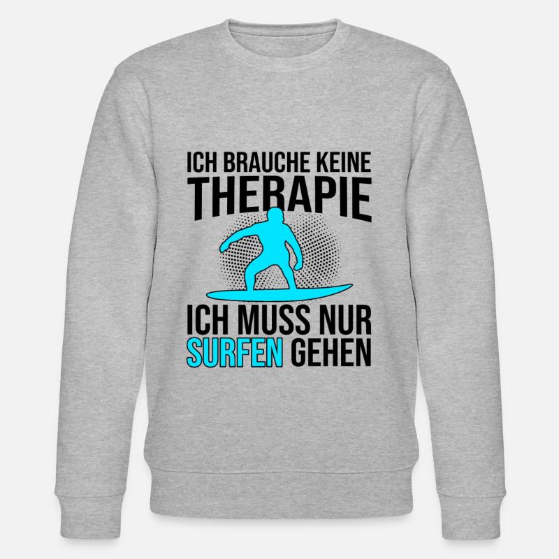 Surfen Therapie Spruch - Stanley/Stella Unisex Bio-Sweatshirt CHANGER  - Grau meliert