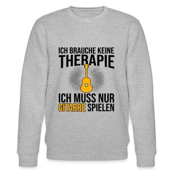 Gitarre Therapie Spruch - Stanley/Stella Unisex Bio-Sweatshirt CHANGER  - Grau meliert - Vorne - Nik (191cm) & Marisol (170cm)