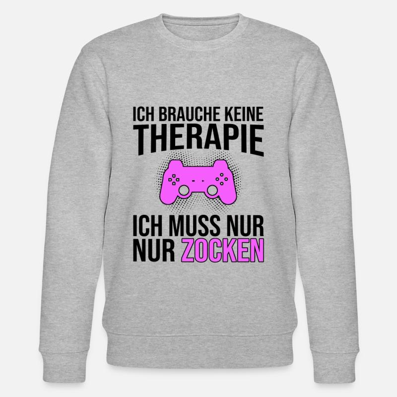 Gaming Therapie Spruch - Stanley/Stella Unisex Bio-Sweatshirt CHANGER - Grau meliert