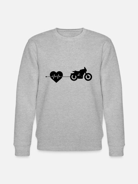 Motorcycle Heartbeat - Stanley/Stella CHANGER Unisex Organic Sweatshirt - heather grey