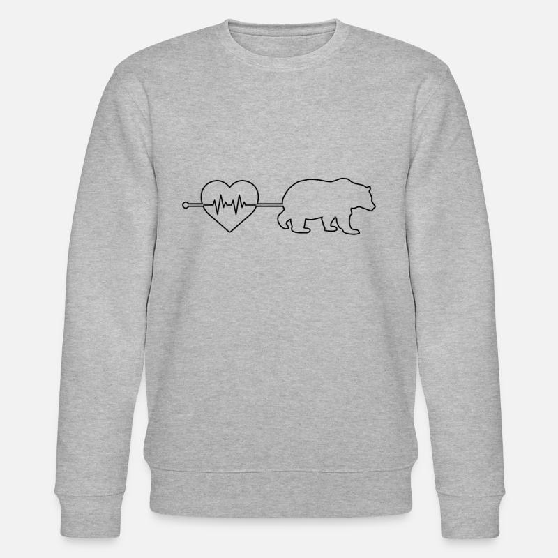 Bär Herzschlag - Stanley/Stella Unisex Bio-Sweatshirt CHANGER  - Grau meliert