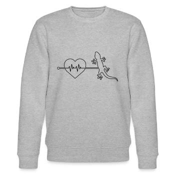 Eidechse Herzschlag - Stanley/Stella Unisex Bio-Sweatshirt CHANGER  - Grau meliert - Vorne - Nik (191cm) & Marisol (170cm)