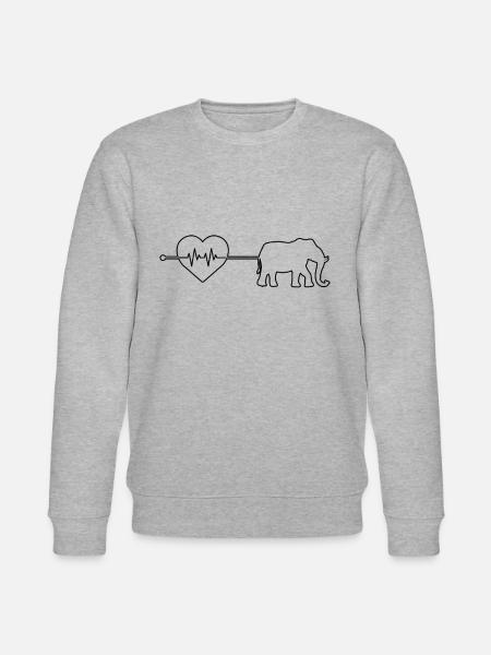 Elefant Herzschlag - Stanley/Stella Unisex Bio-Sweatshirt CHANGER - Grau meliert
