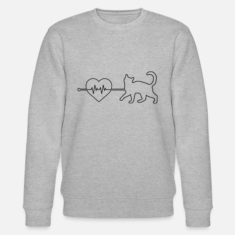 Cat heartbeat - Stanley/Stella CHANGER Unisex Organic Sweatshirt - heather grey
