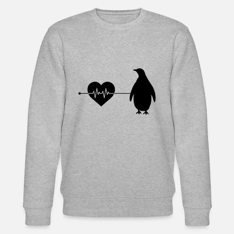 Pinguin Herzschlag - Stanley/Stella Unisex Bio-Sweatshirt CHANGER  - Grau meliert