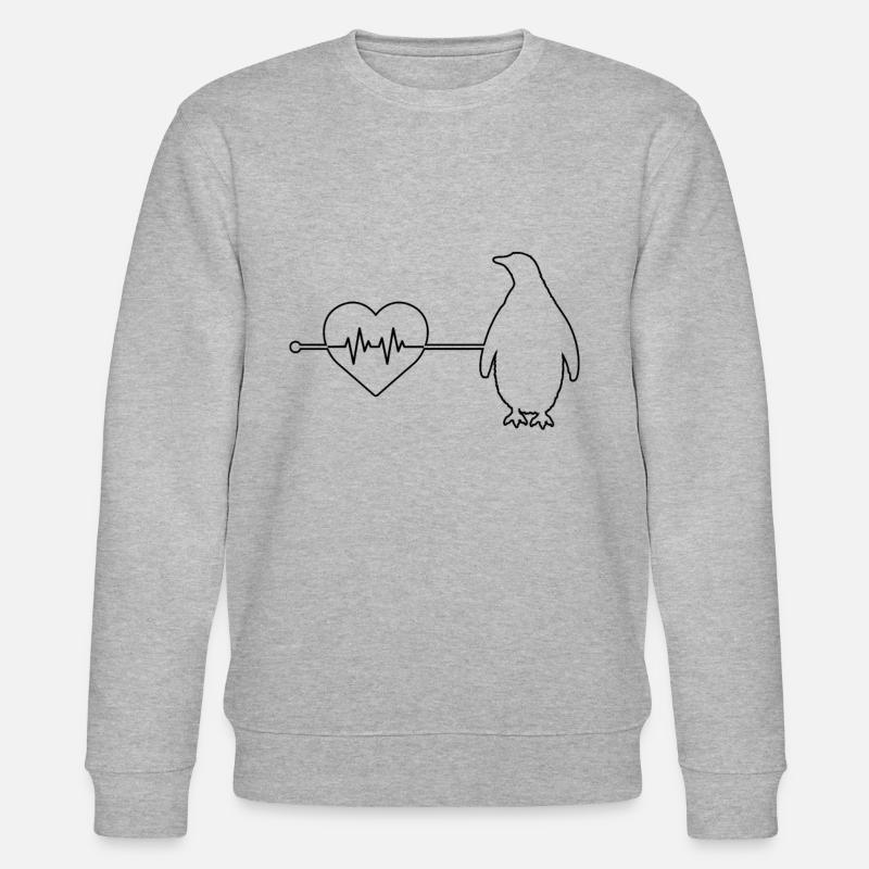 Pinguin Herzschlag - Stanley/Stella Unisex Bio-Sweatshirt CHANGER  - Grau meliert