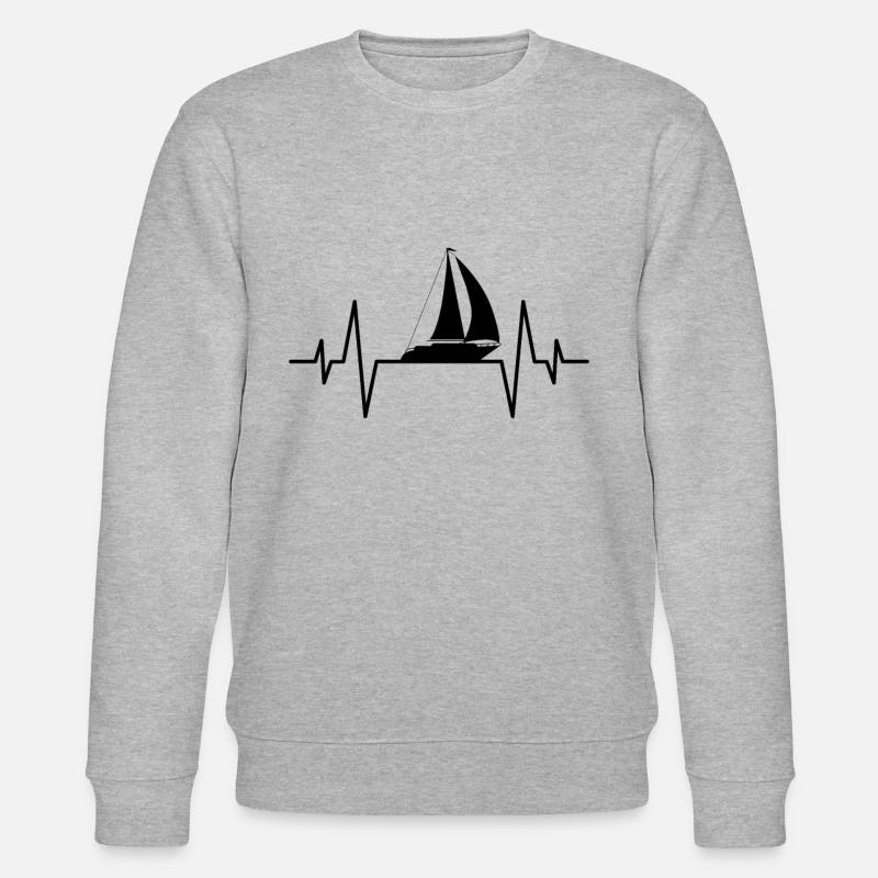 Boot Herzschlag - Stanley/Stella Unisex Bio-Sweatshirt CHANGER  - Grau meliert