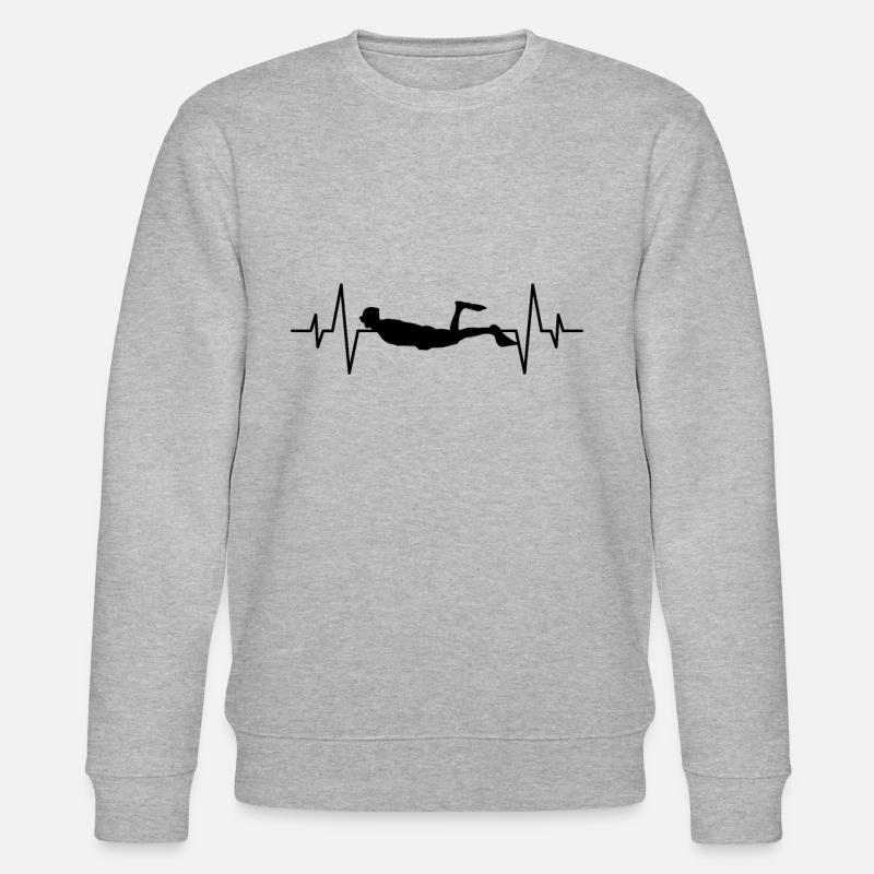 Taucher Tauchen Herzschlag - Stanley/Stella Unisex Bio-Sweatshirt CHANGER  - Grau meliert